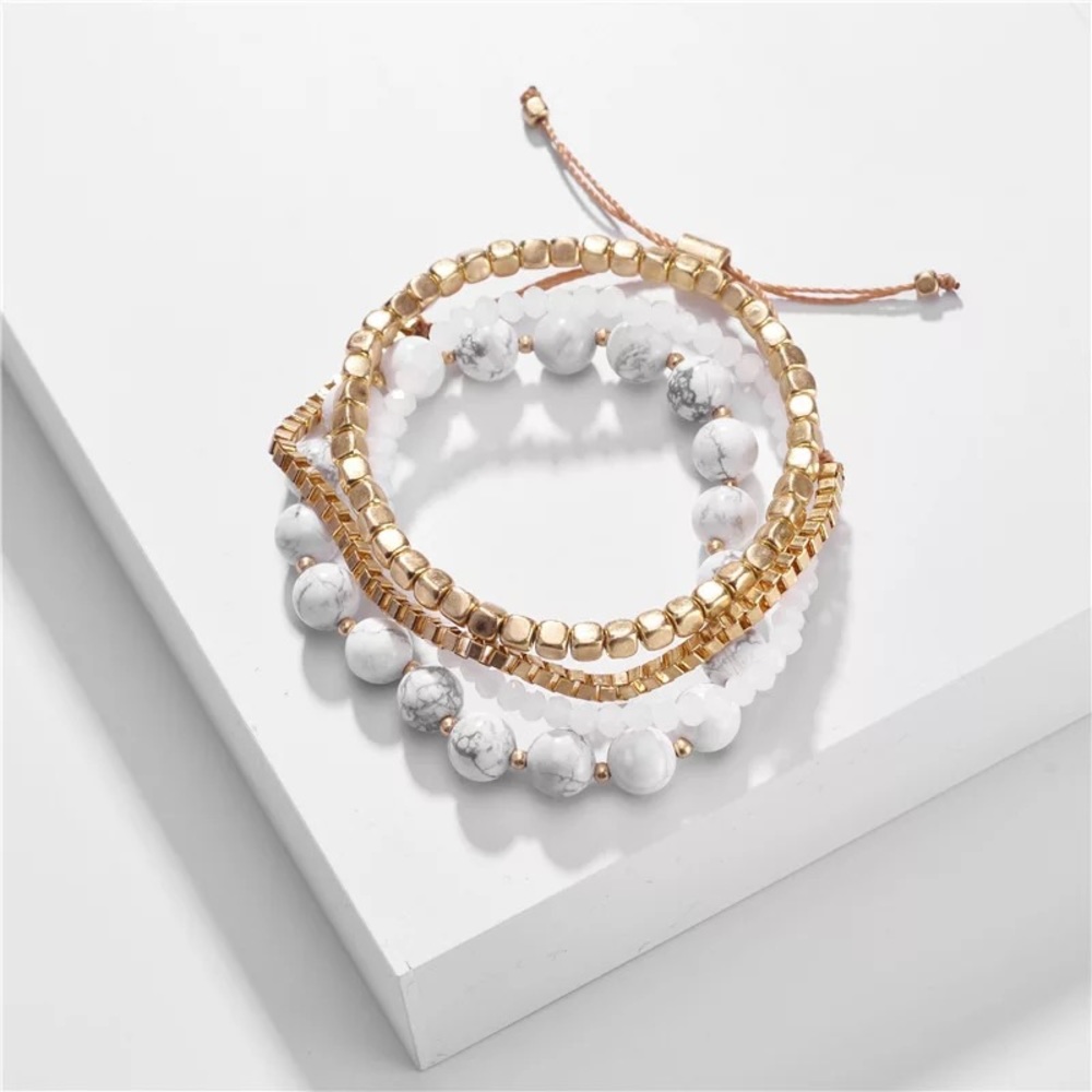 2/$45❤️🔥 Anthro White Howlite Adjustable Beaded Bracelet - Picture 3 of 3